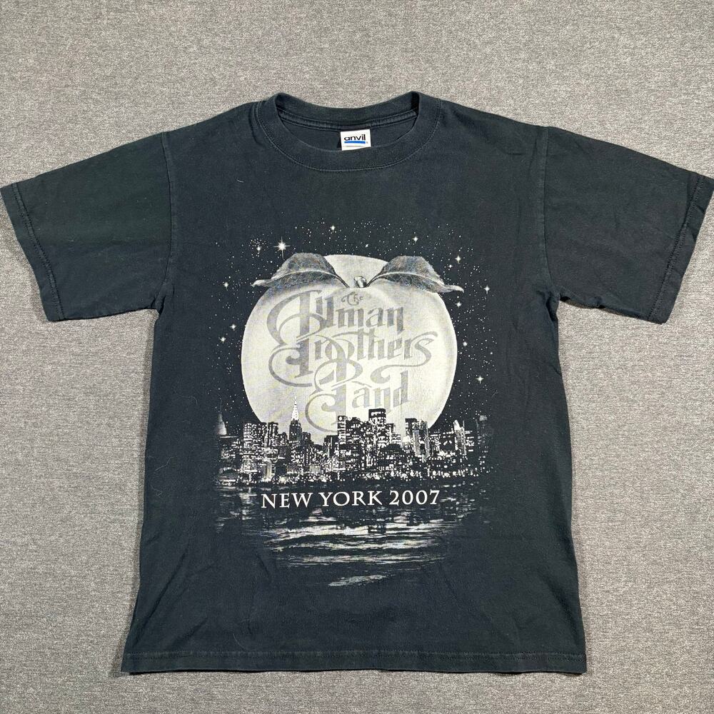 VTG 2007 Anvil NYC Baby Tee with front and back city skyline graphic tour Tee